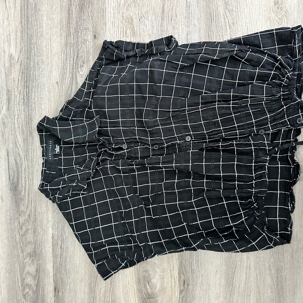 Sanctuary Black and White Grid Blouse